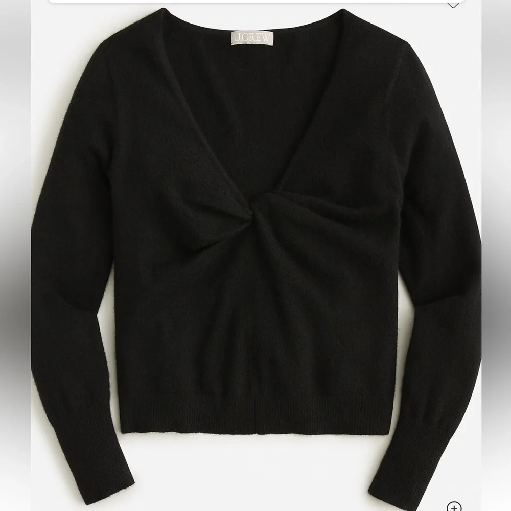 J. Crew Black Twist-Front Cashmere Blend Sweater. Size XS. Style BM192